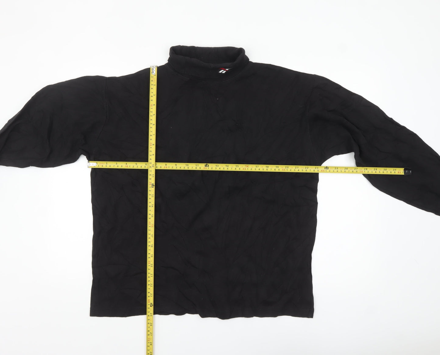 Reebok Men’s Black Cotton Long Sleeve High Neck Casual Top L