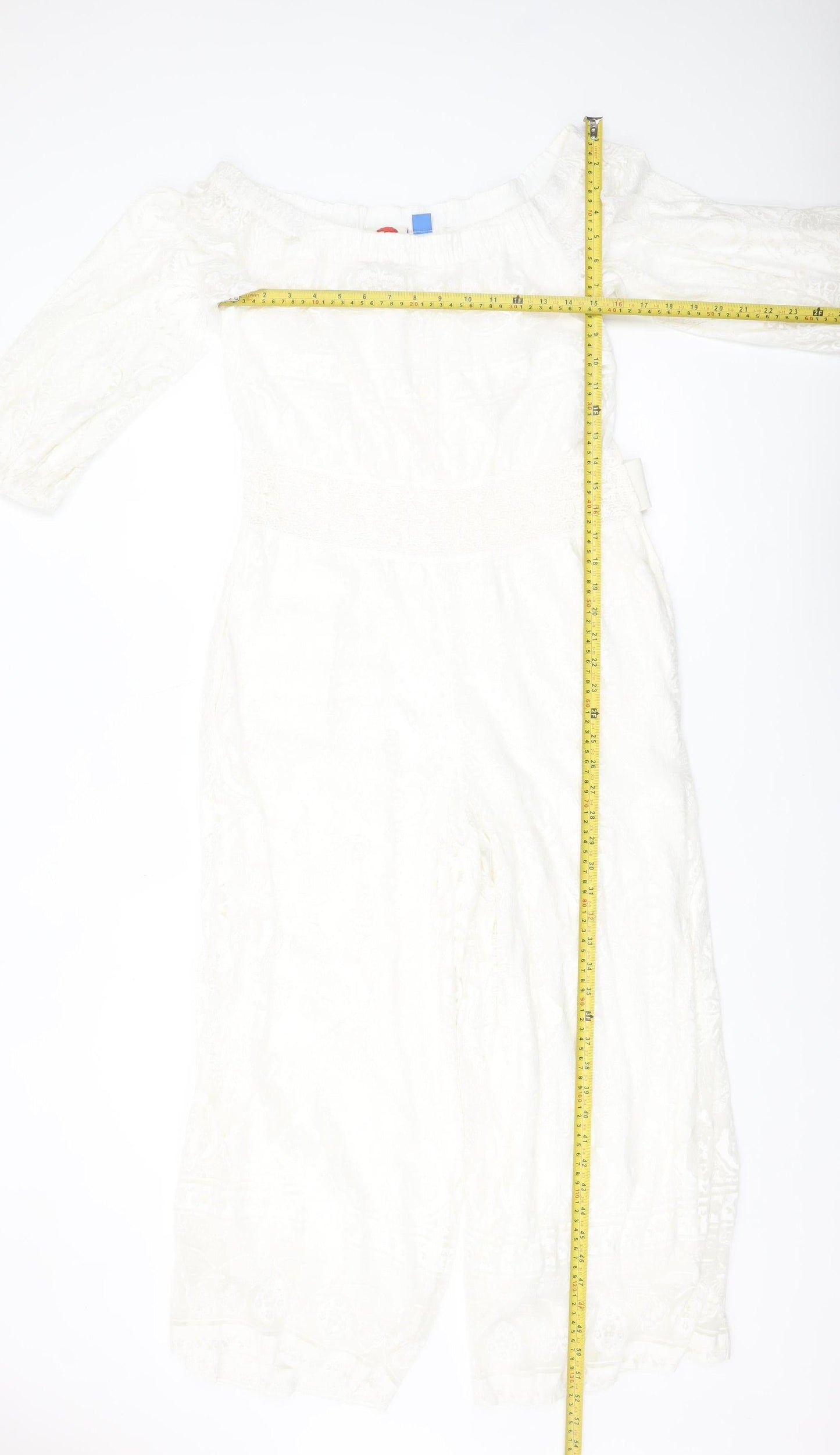 FARM Rio for Anthropologie Womens White Off Shoulder Lace Jumpsuit M