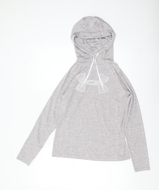 Under Armour Women's Grey XS HeatGear Hooded Long Sleeve Top