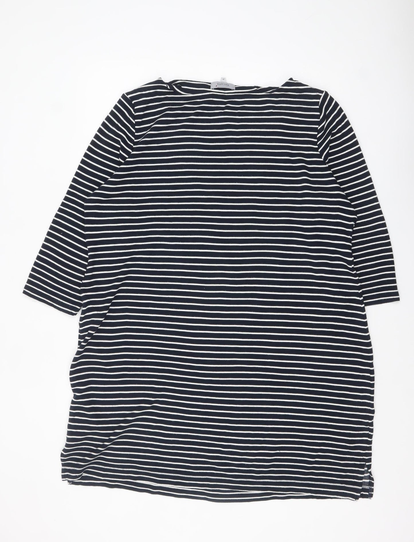 Marks and Spencer Per Una Women's Black Stripe 3/4 Sleeve Shift Dress Size 24