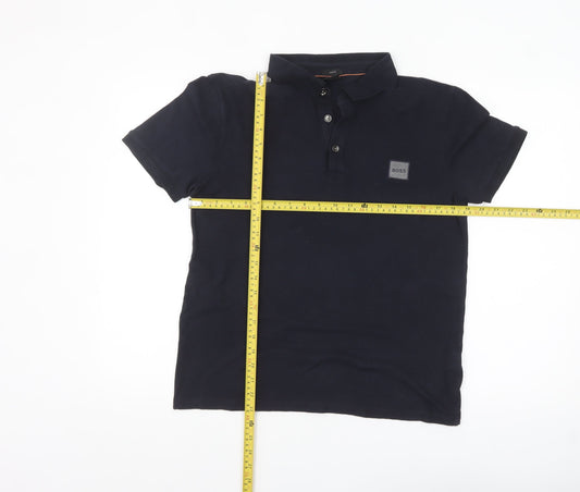 Hugo Boss Men's Slim Fit Black Polo Shirt Size L Cotton Blend