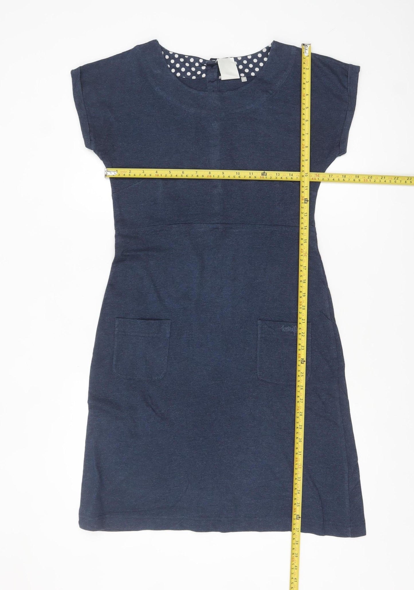 Weird Fish Women's Blue Jersey Shift Dress Size 10 Casual