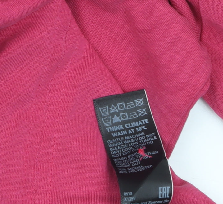 Marks and Spencer Women's Pink Long Sleeve Mock Neck Top Size 6