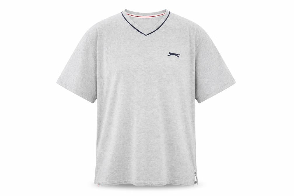 Slazenger Men's Grey V-Neck Short Sleeve Classic Fit T-Shirt XL