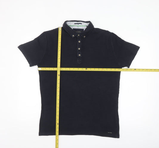 Guide London Men's Blue Cotton Short Sleeve Polo Shirt Size L