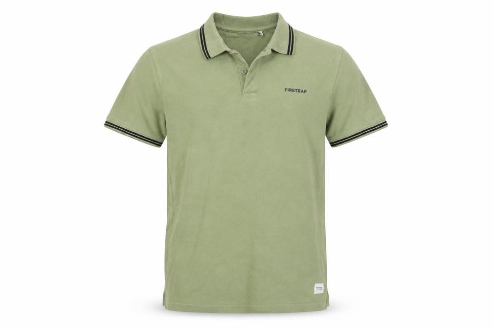 Firetrap Men's Green Cotton Short Sleeve Polo Shirt Size M