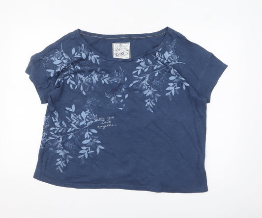 Fat Face Women's Blue Floral Cotton T-Shirt Size 18