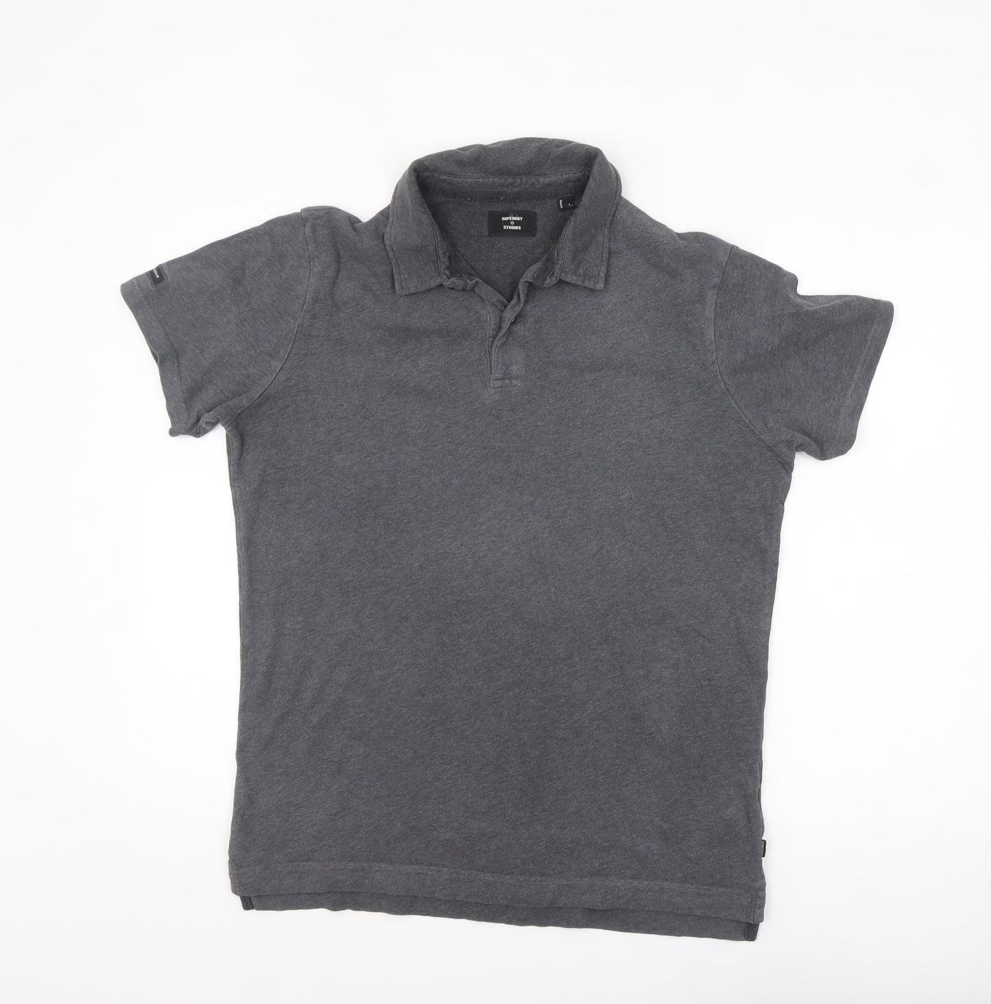 Superdry Men’s Grey Cotton Short Sleeve Polo Shirt L