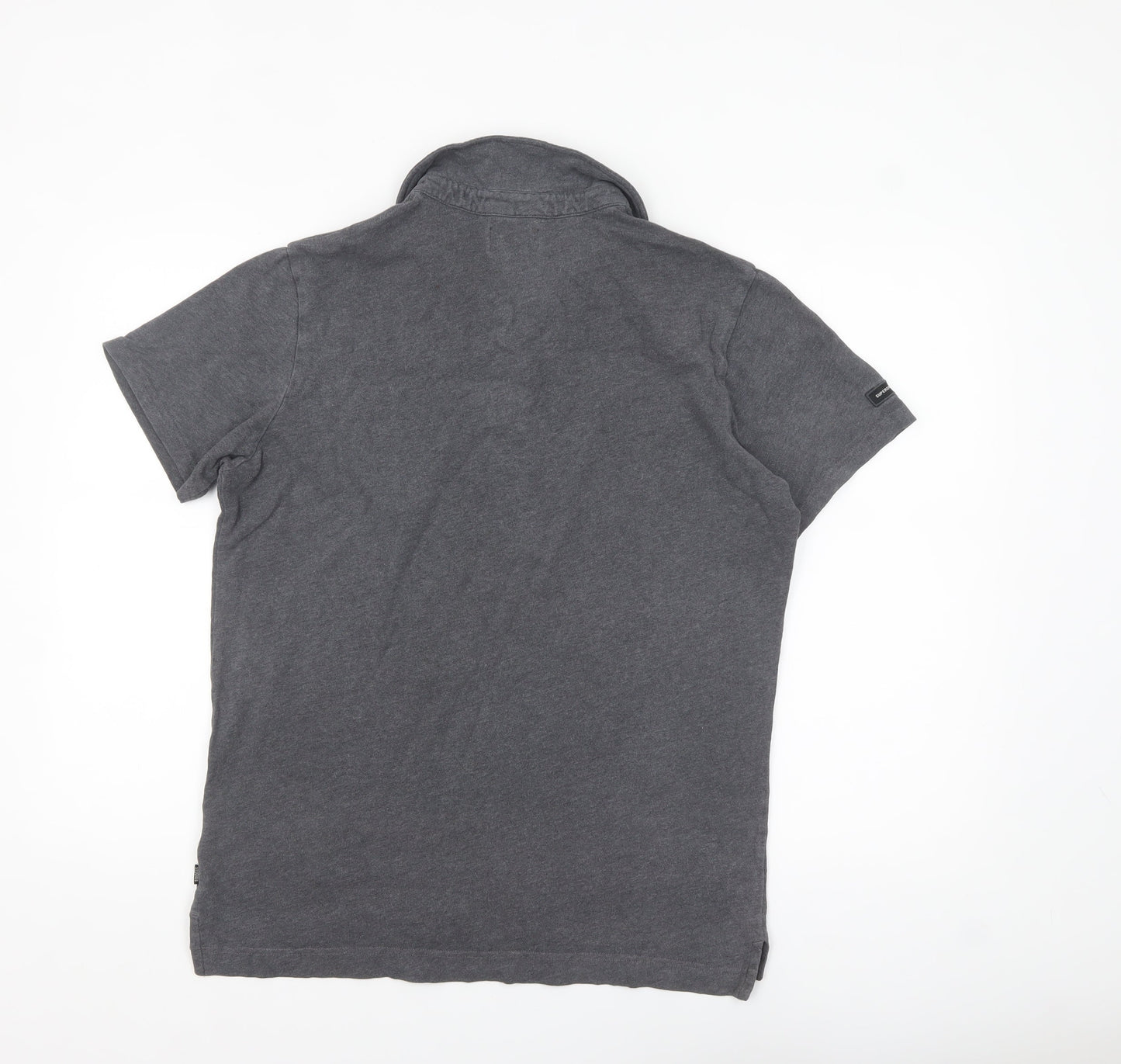 Superdry Men’s Grey Cotton Short Sleeve Polo Shirt L