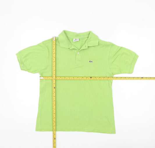 Lacoste Womens Green Cotton Polo Shirt Size 14 Short Sleeve Classic