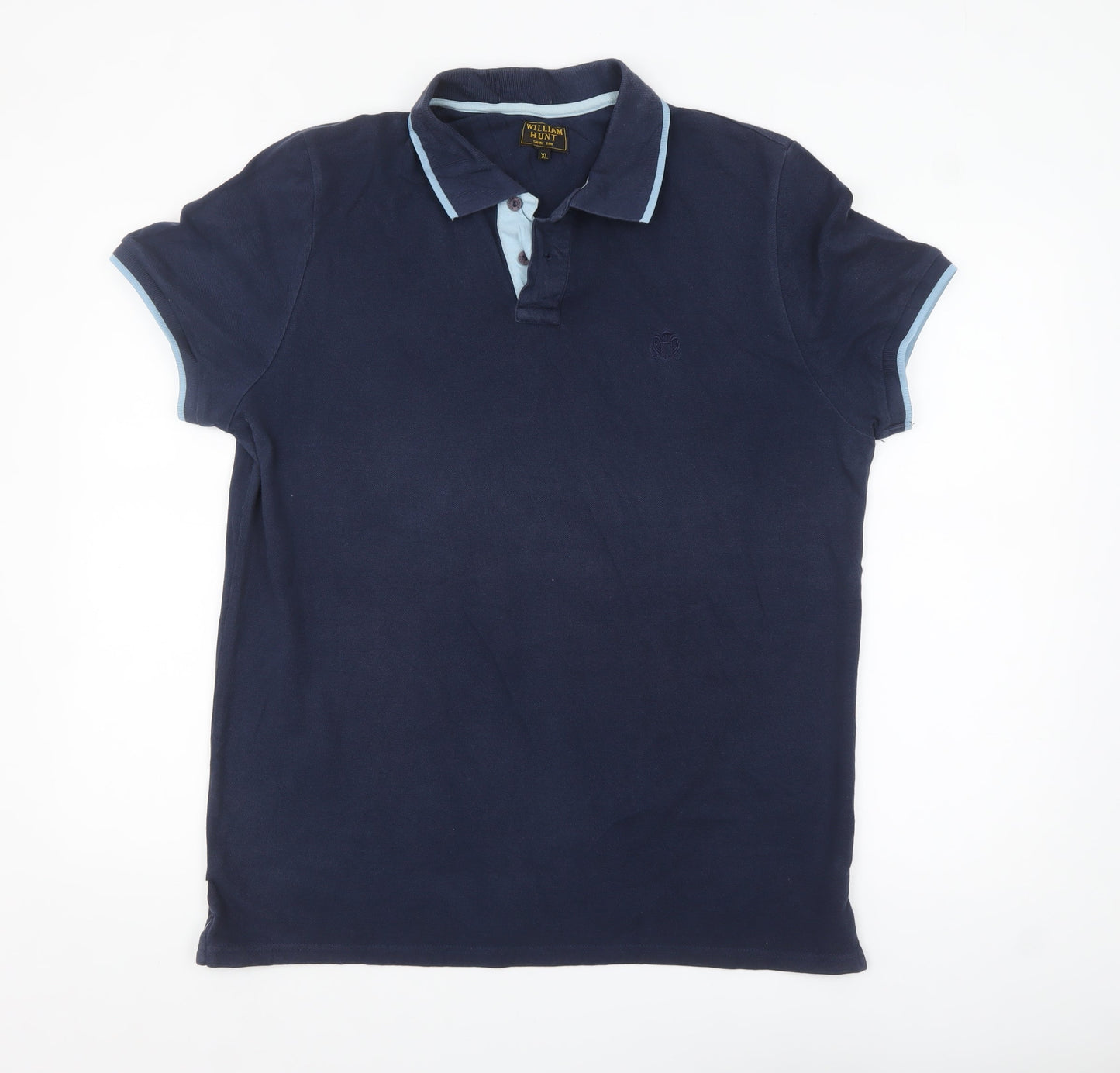 William Hunt Men's Blue XL Polo Shirt Classic Fit Cotton