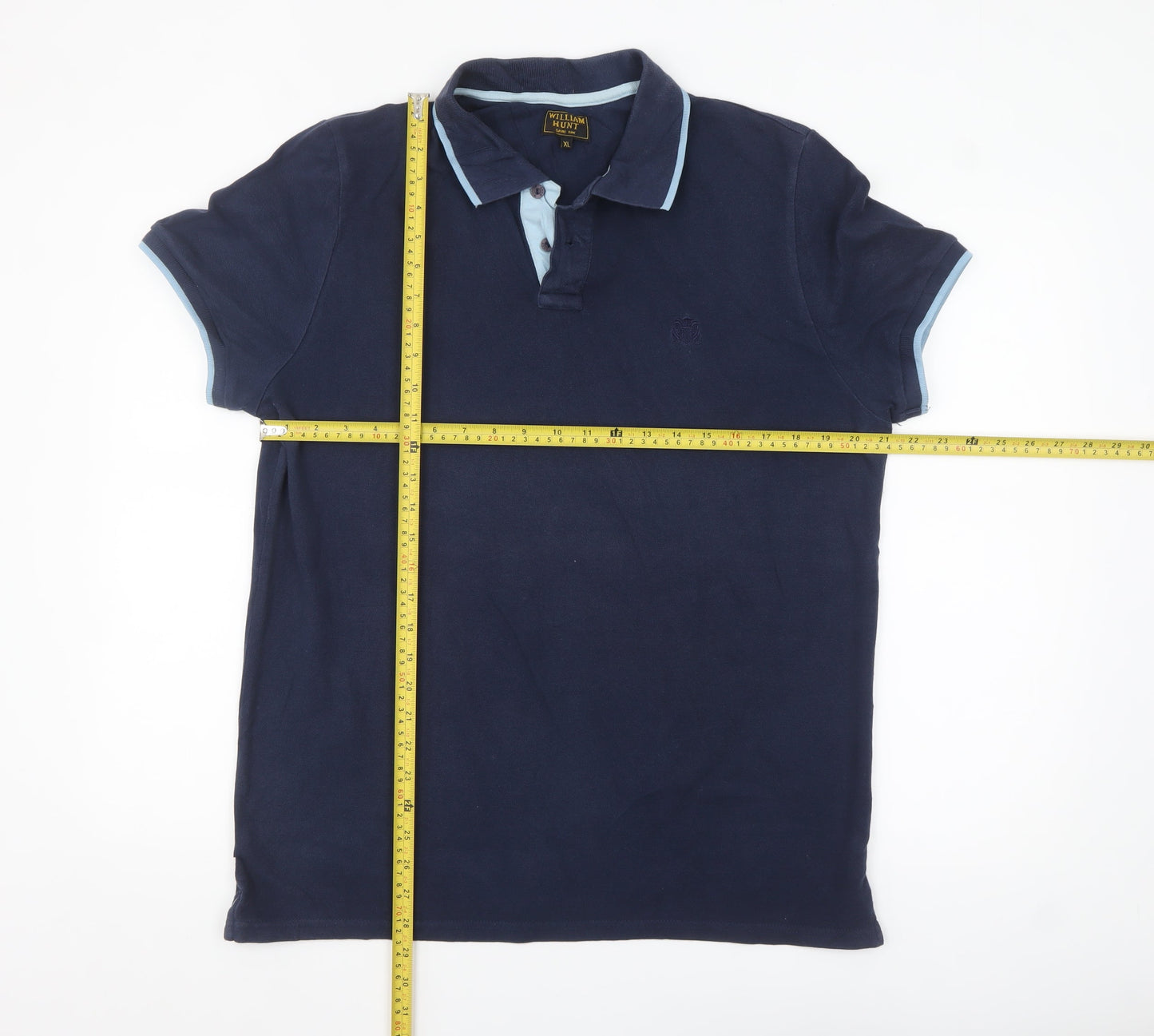 William Hunt Men's Blue XL Polo Shirt Classic Fit Cotton