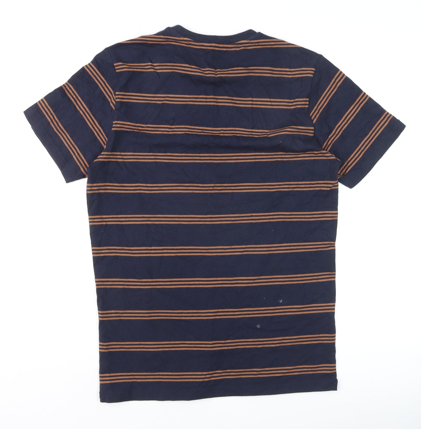 Next Men's Blue Striped Cotton Crew Neck Regular Fit T-Shirt Size S