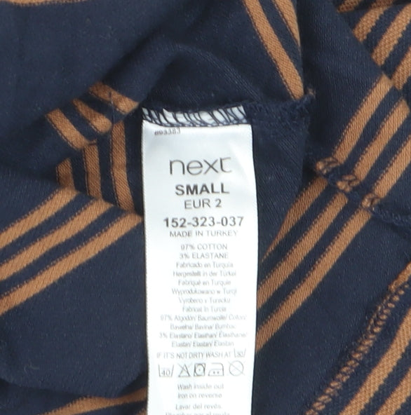 Next Men's Blue Striped Cotton Crew Neck Regular Fit T-Shirt Size S