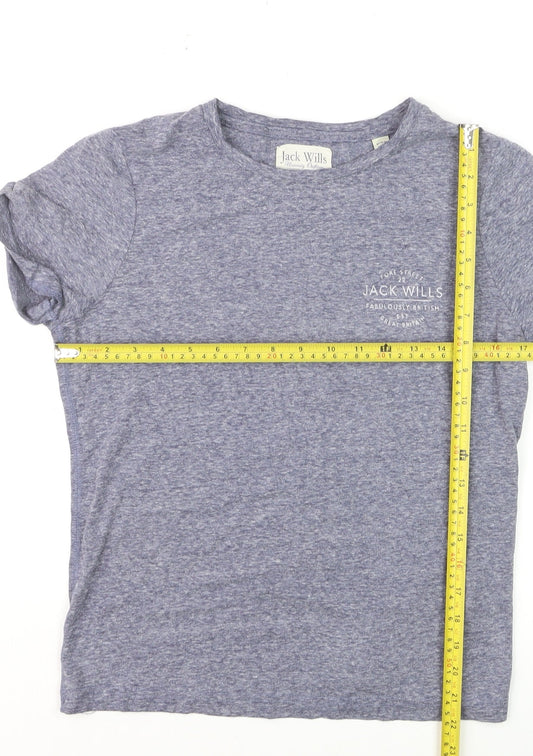Jack Wills Womens Blue Basic Jersey T-Shirt UK 10 Short Sleeve