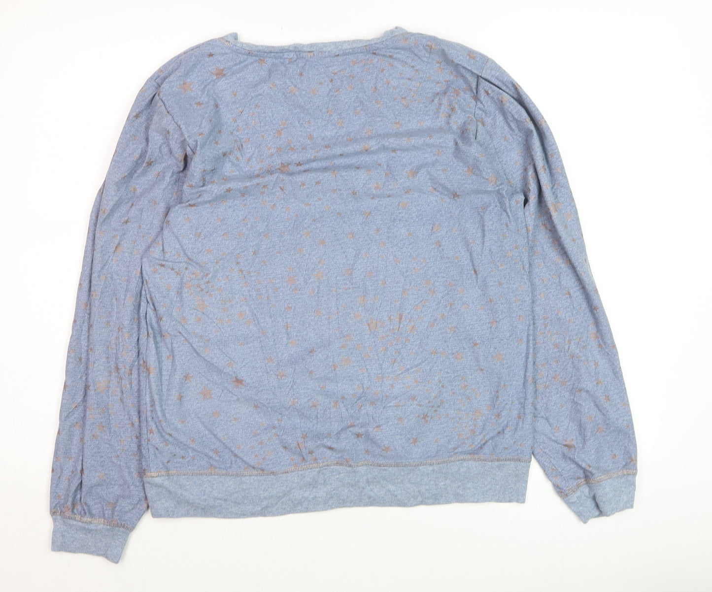 Next Women Blue Star Print Crew Neck Pullover Jumper Size M