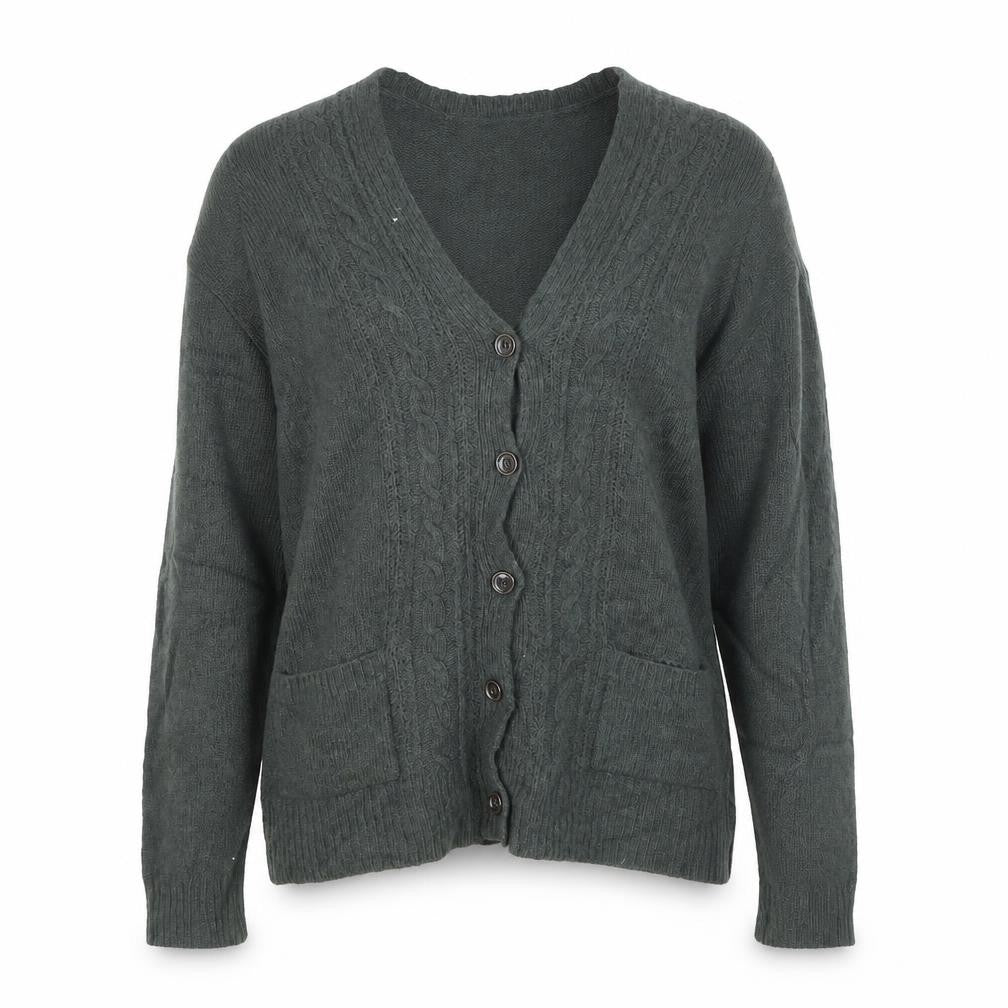 TRF Women’s Green Wool Blend Cable Knit Cardigan Size 8