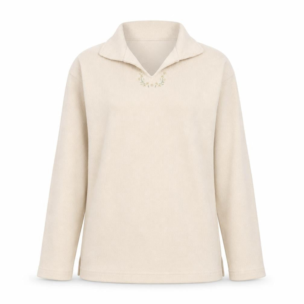 Jumper Women Beige Collared Pullover Knit Long Sleeve S