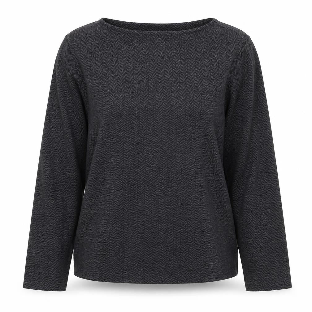 ESPRIT Womens Grey Herringbone Cotton Jumper Size 6 Long Sleeve Pullover