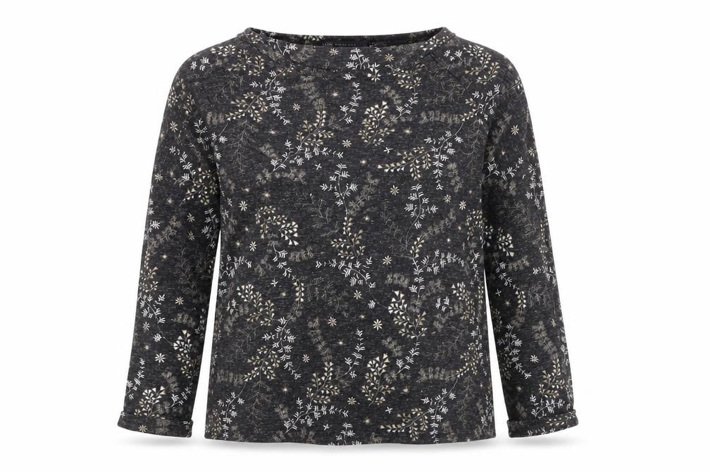 Marks & Spencer Women's Black Floral Jersey Long Sleeve T-Shirt Size 8