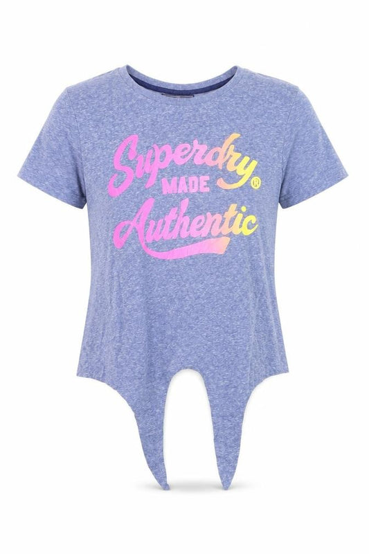 Superdry Women’s Blue Cropped T-Shirt Size S Short Sleeve Jersey