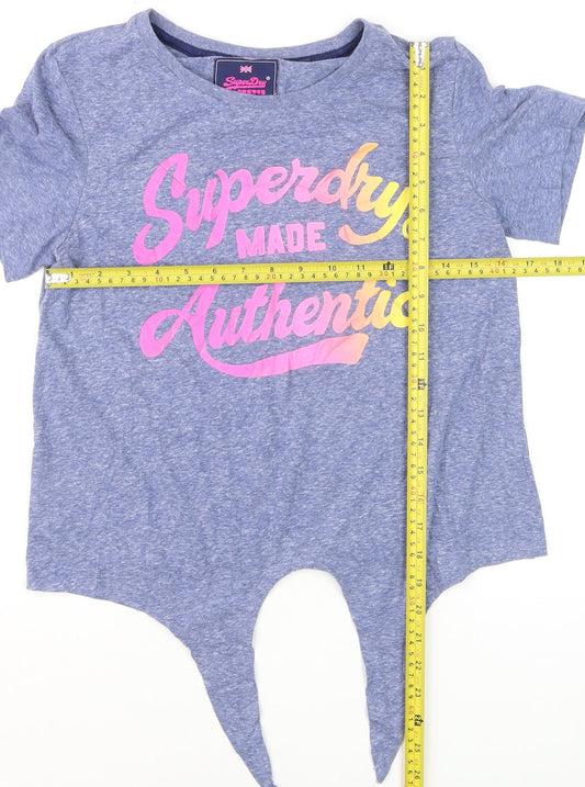 Superdry Women’s Blue Cropped T-Shirt Size S Short Sleeve Jersey