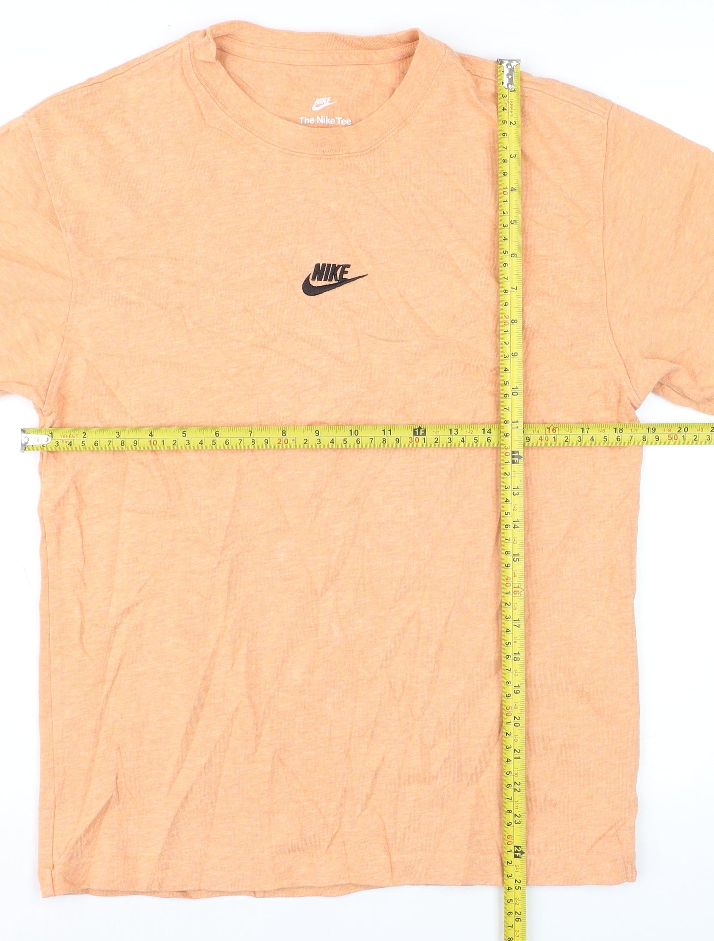 Nike Men's Orange Loose Fit Crew Neck Cotton T-Shirt Size S