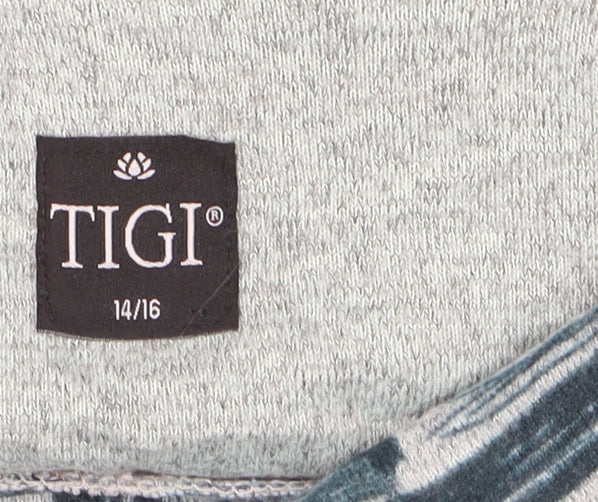 TIGI Womens Blue Geometric Roll Neck Jersey Long Sleeve Top Size 14/16