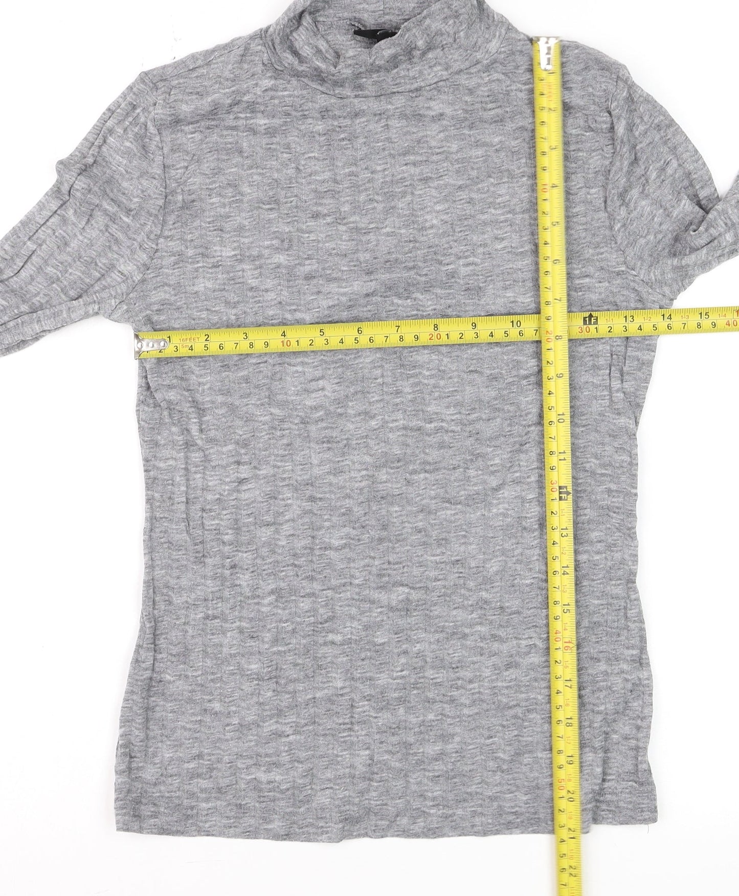 Topshop Women's Grey Roll Neck Long Sleeve Jersey Top Size 10