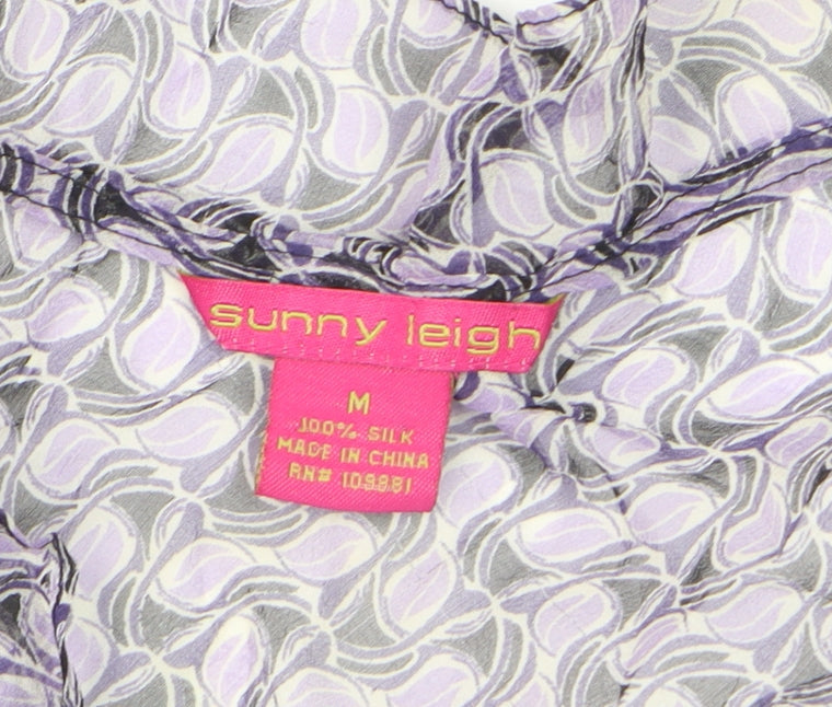 Sunny Leigh Women's Purple Silk Sleeveless Wrap Blouse M