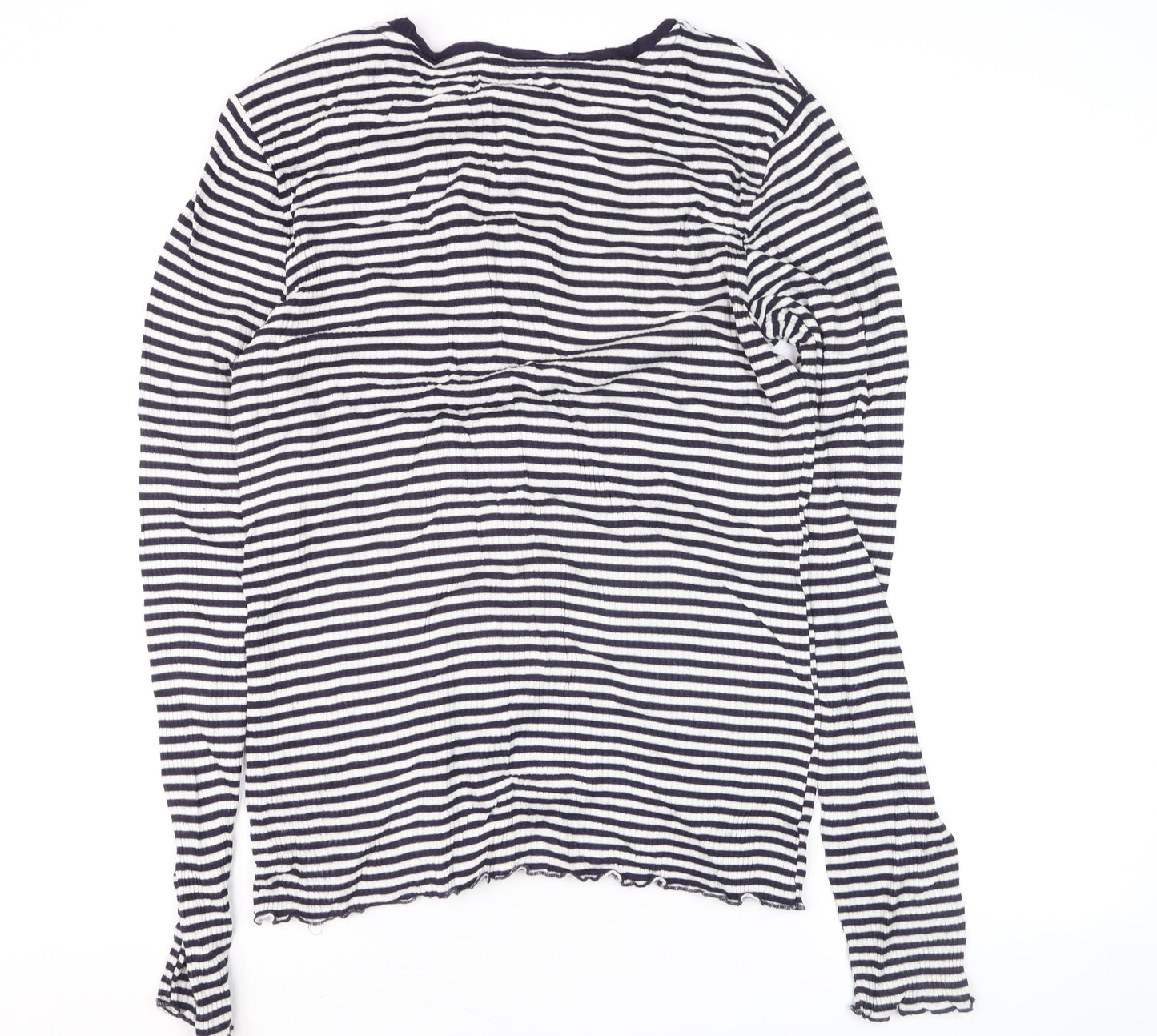 Warehouse Women Blue Striped Cotton Long Sleeve Pullover Jumper Size 12