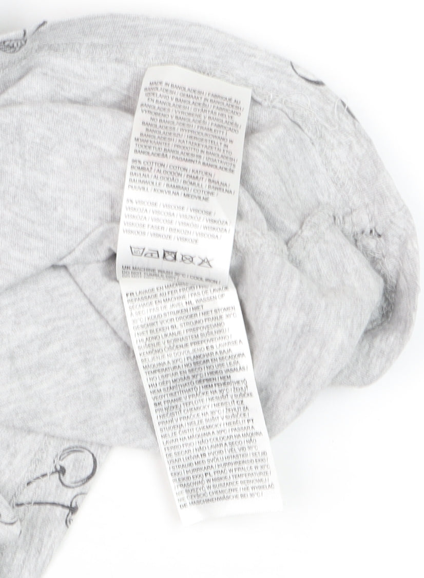 Miso Womens Grey Cherry Print Basic T-Shirt Size 10