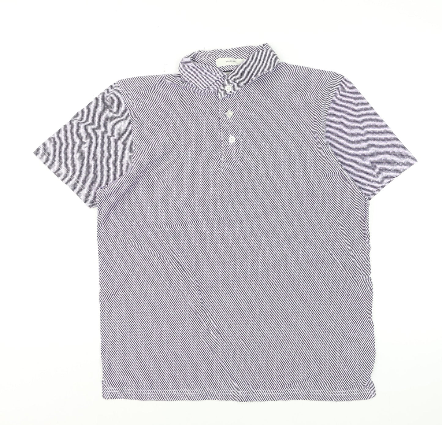 2BLIND2C Men’s Purple Geometric Cotton Polo Shirt M