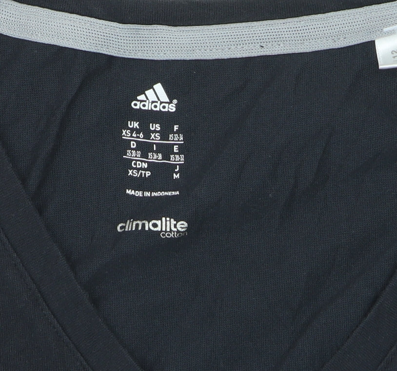 Adidas Womens Black Climacool V-Neck Sports T-Shirt XS