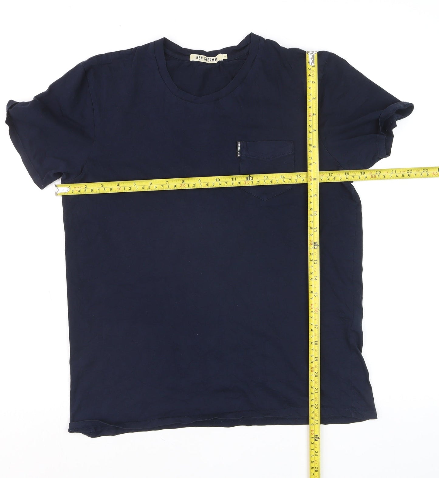 Ben Sherman Men's Navy Blue Cotton Crew Neck Short Sleeve T-Shirt Medium