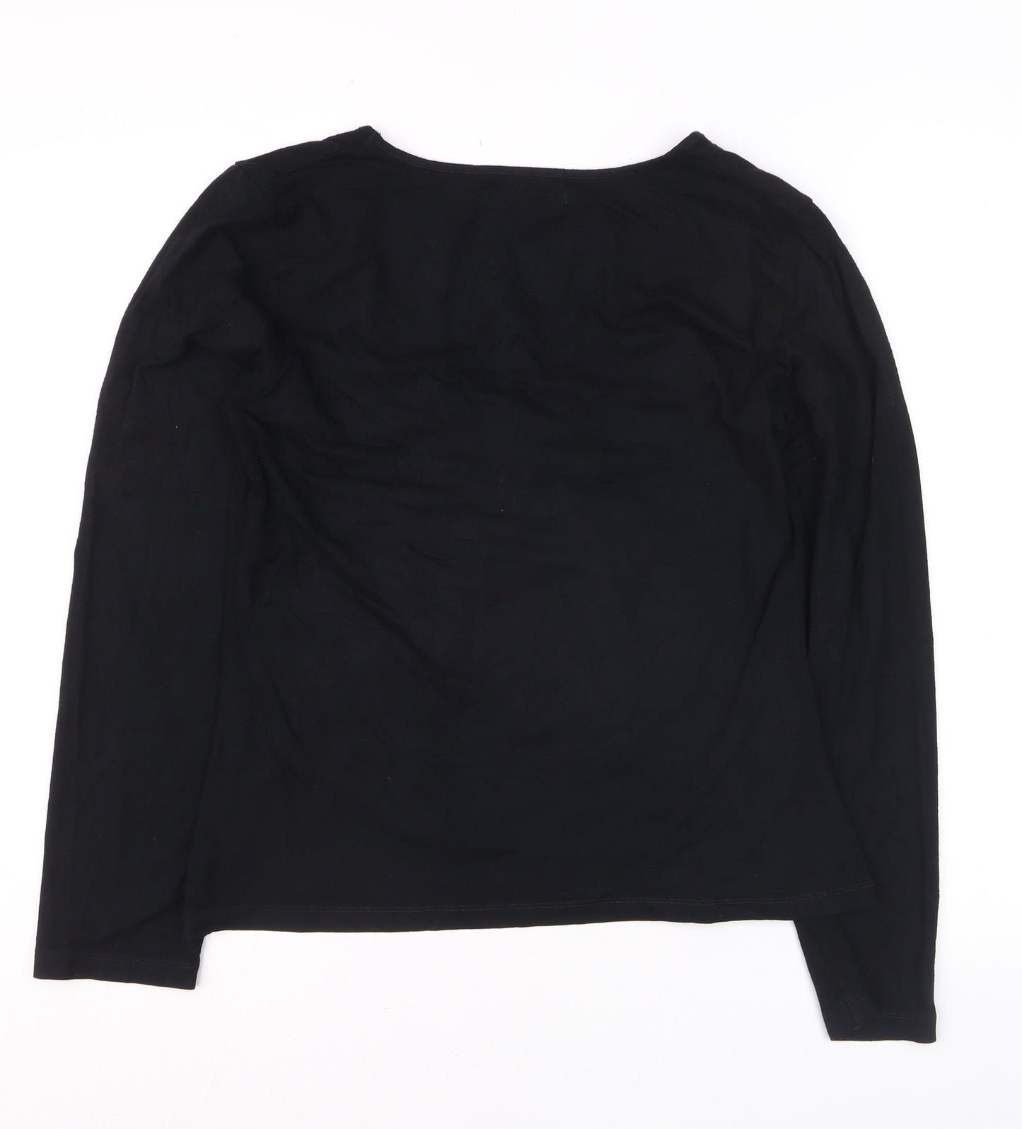 L.K. Bennett Women's Black Jersey V-Neck Long Sleeve Blouse Medium