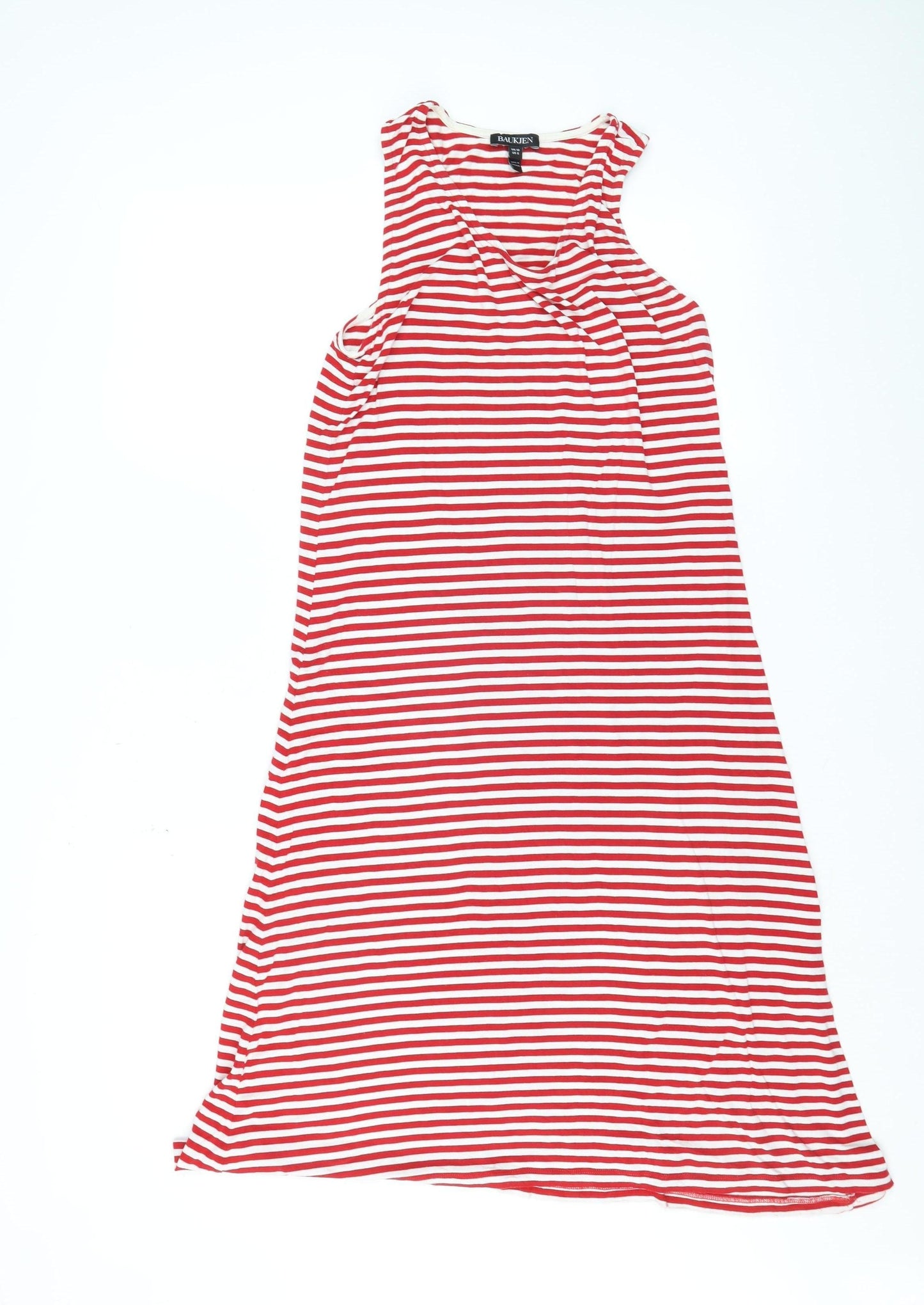 Baukjen Women Red White Striped Viscose Stretch Tank Dress Size 10