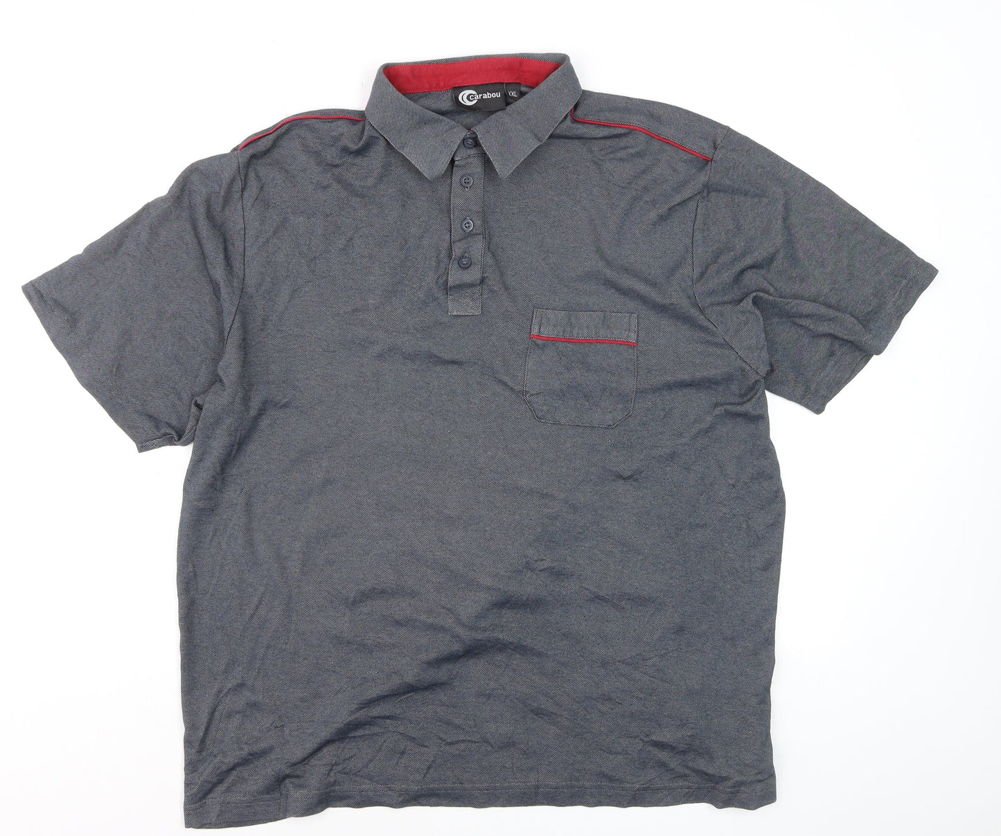 Carabou Men's Grey 2XL Cotton Blend Short Sleeve Polo Shirt