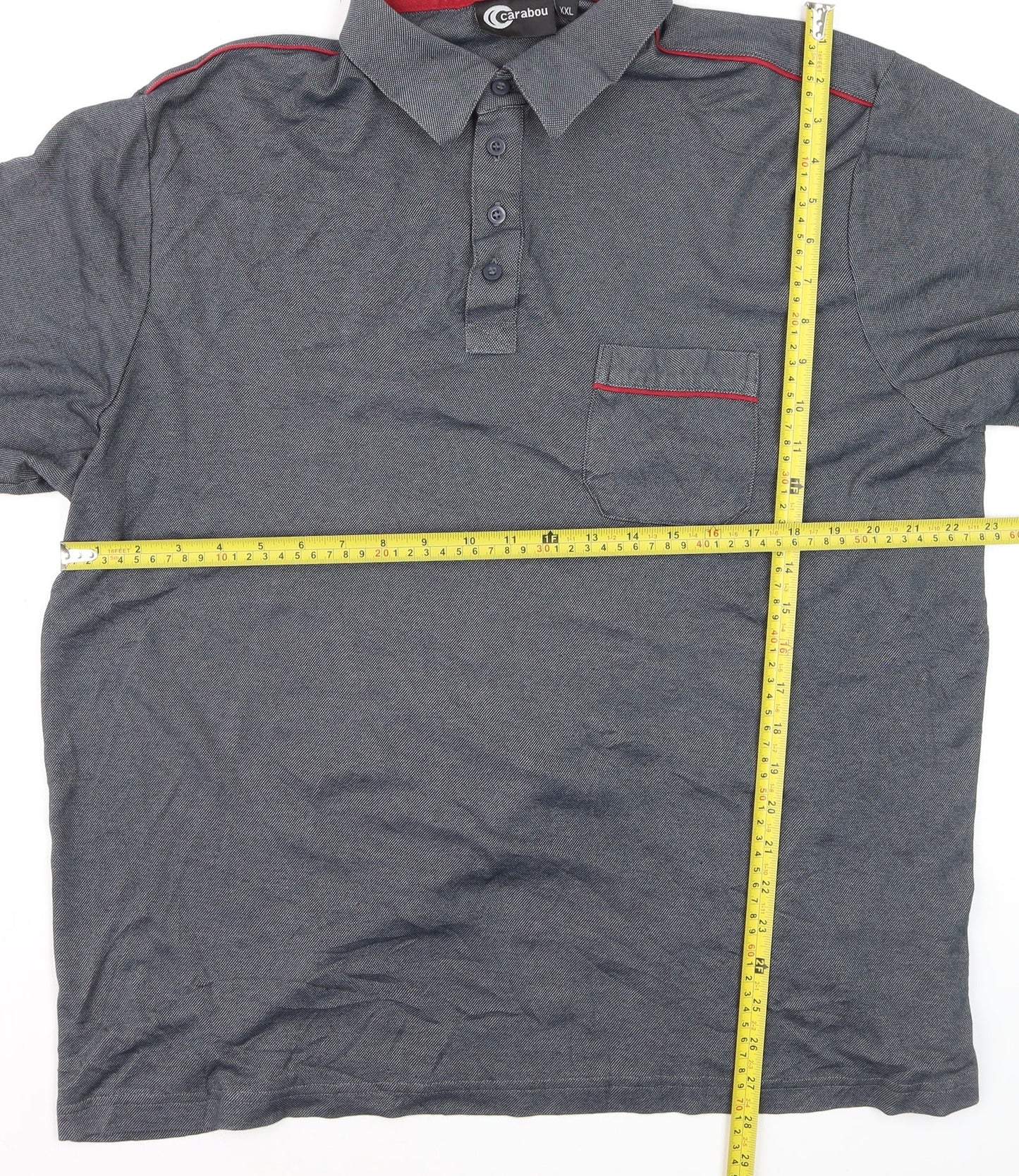 Carabou Men's Grey 2XL Cotton Blend Short Sleeve Polo Shirt