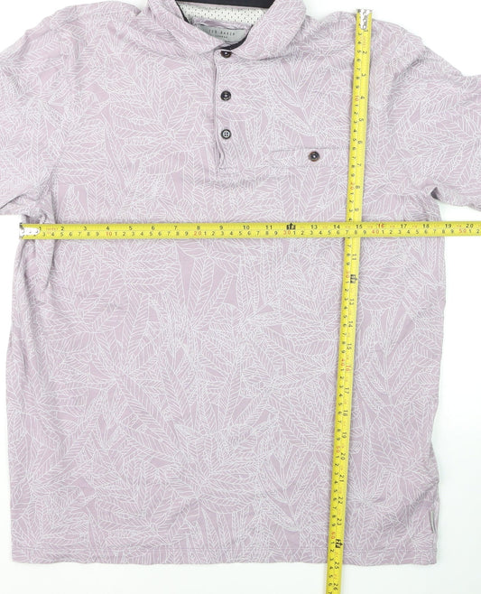 Ted Baker Men's Pink Floral Print Cotton Polo Shirt Size L