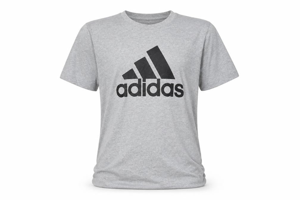 Adidas Boys Grey Large Logo T-Shirt Short Sleeve Sports Cotton Top