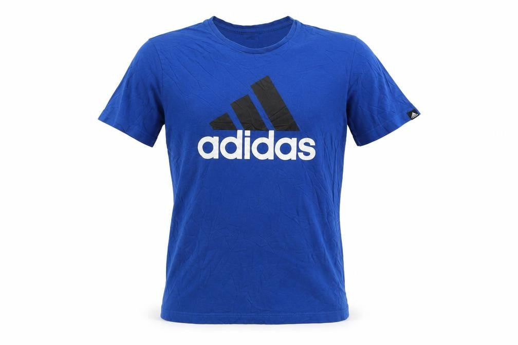 Adidas Men's Blue Small Crew Neck Graphic Sports T-Shirt