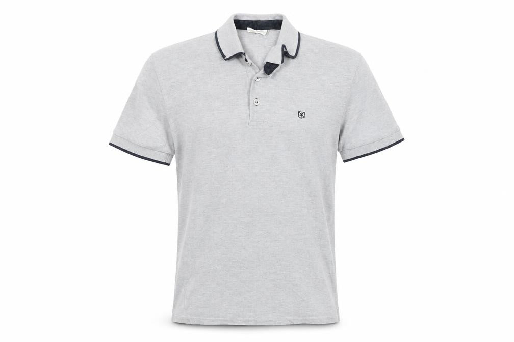 Jack & Jones Mens Grey Short Sleeve Cotton Polo Shirt Size L