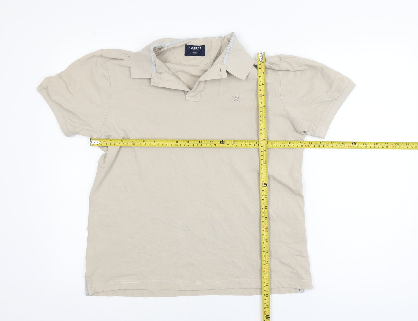 Hackett London Men's Beige Slim Fit Polo Shirt Size L