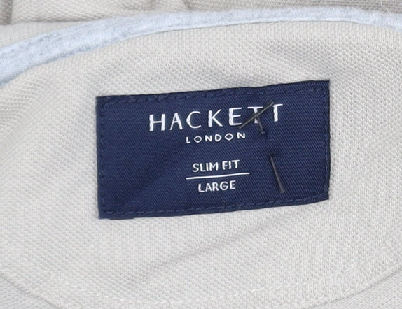 Hackett London Men's Beige Slim Fit Polo Shirt Size L
