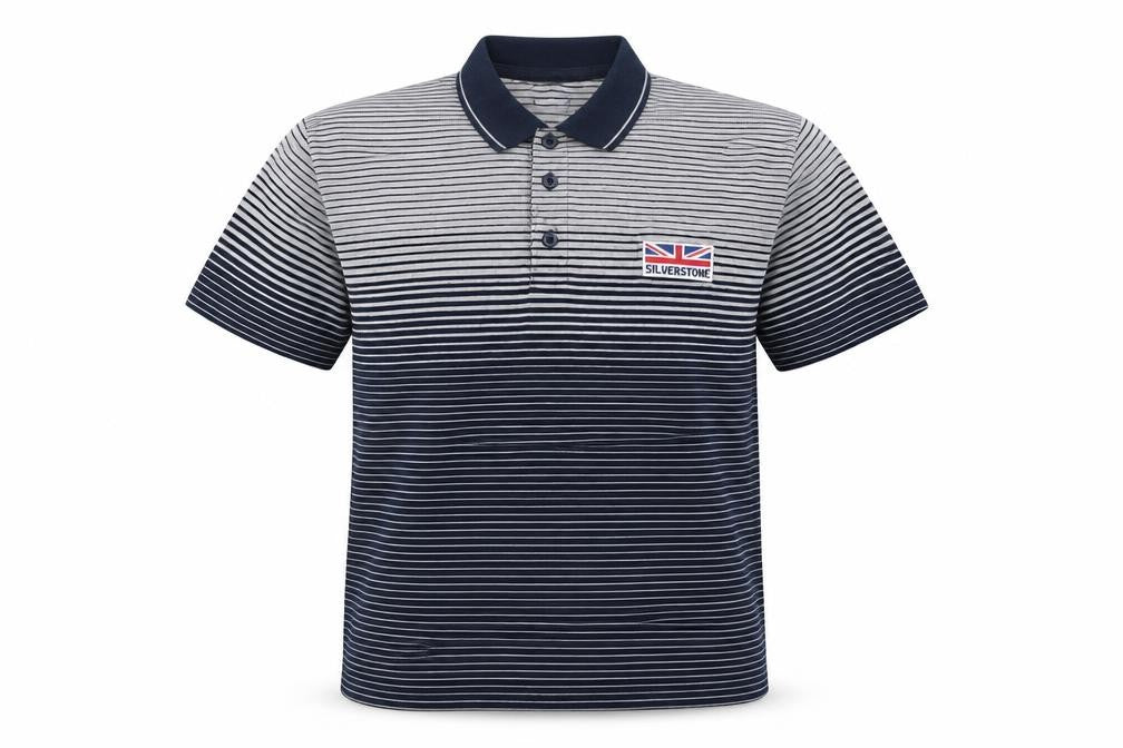 Silverstone Men's Blue Striped Polo Shirt Medium Cotton Blend