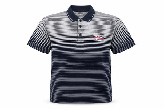 Silverstone Men's Blue Striped Polo Shirt Medium Cotton Blend