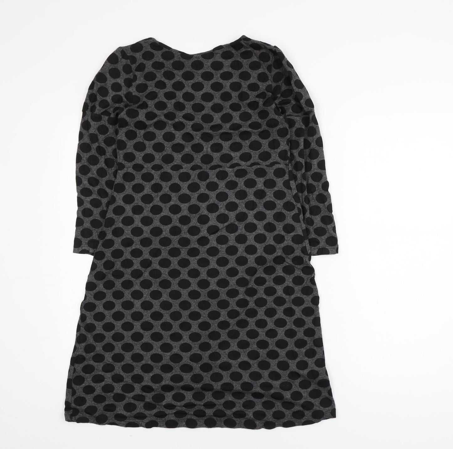 Warehouse Women Grey Polka Dot Shift Dress Size 12 Long Sleeve