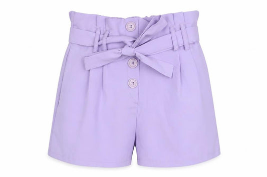 Copperrose Paris Women’s Purple Paperbag Belted Shorts Size S
