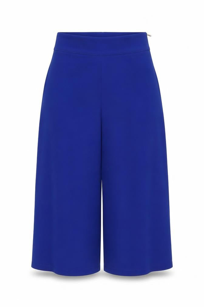 KYLA Womens Blue Wide-Leg Cropped Trousers M